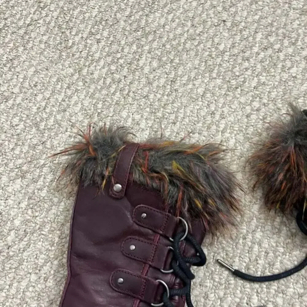 Sorel Joan of Arctic Faux Fur Waterproof Snow Boots in Red  Wood